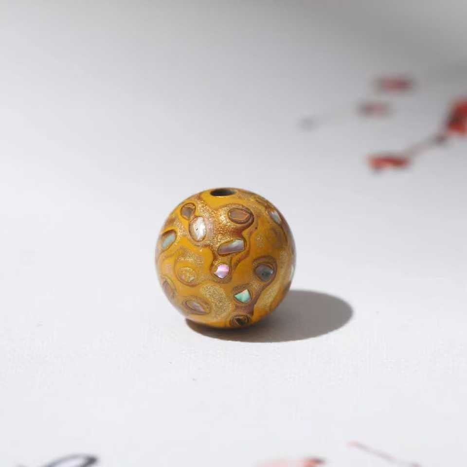 Lacquer Beads 10mm Mother-Of-Pearl Loose Beads Manufacturer Wholesale Cultural and Artistic Lacquerware Bracelet Single Beads Buddhist Beads DIY Multi-Treasure Accessories