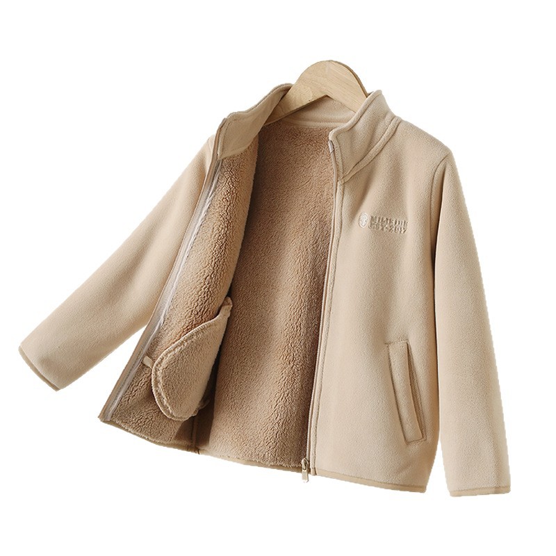 Children's Fleece-Lined Jacket, Winter Thickened Warm Cardigan for Boys and Girls, School Uniform Essential, Polar Fleece Children's Clothing