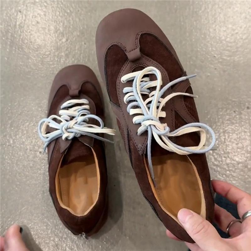 Sheepskin Version ~ Fashionable and Comfortable Round-Toe Lace-Up Moral Training Shoes, Retro Forrest Gump Shoes, Women's Casual Sneakers, Trendyy Flats