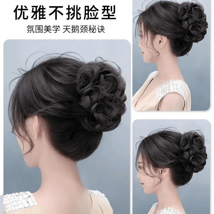 Wig Claw Clip Hair Tie Bun Curly Hair Bun Short Curly Hair Claw Clip Bun Fluffy Hair Tie