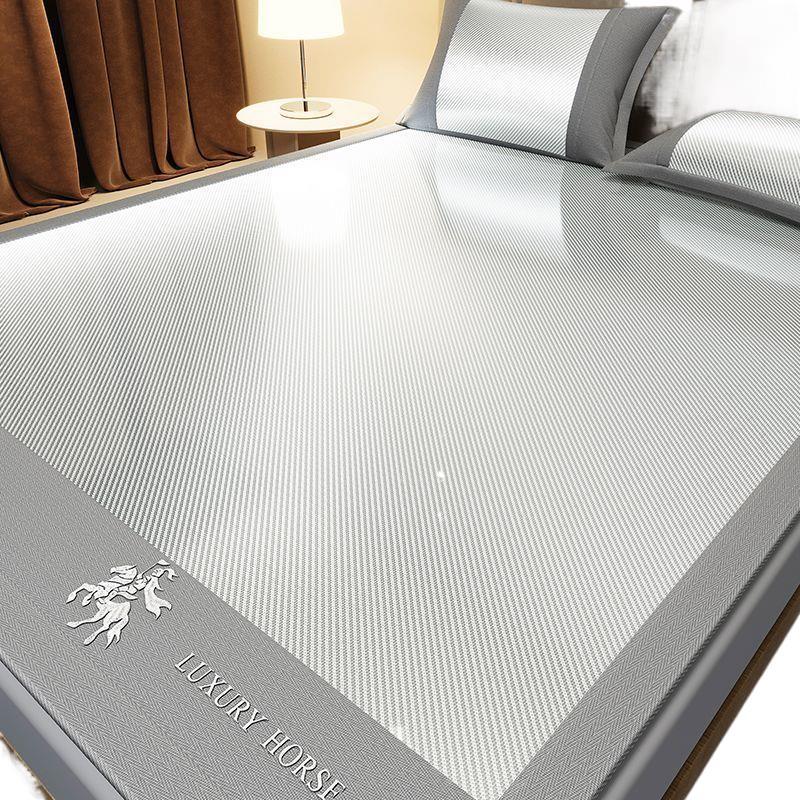 Category a Maternal and Infant Grade Summer Ice Silk Mat Machine Washable Soft Mat Bed Sheets Bed Mat Summer Rattan Mat Three-Piece Set