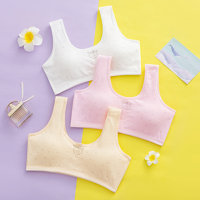 Нижнее белье для девочек на стадии развития, чисто хлопковый бюстгальтер для учениц средней и старшей школы, удобный жилет с подушечками для груди