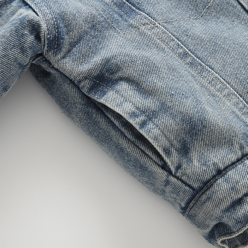 Baby Denim Jacket Autumn and Winter Style Fleece-Lined Toddler Clothes Fashionable New Style Baby Girl Thickeneded Kidsren's Winter Clothes for Boys