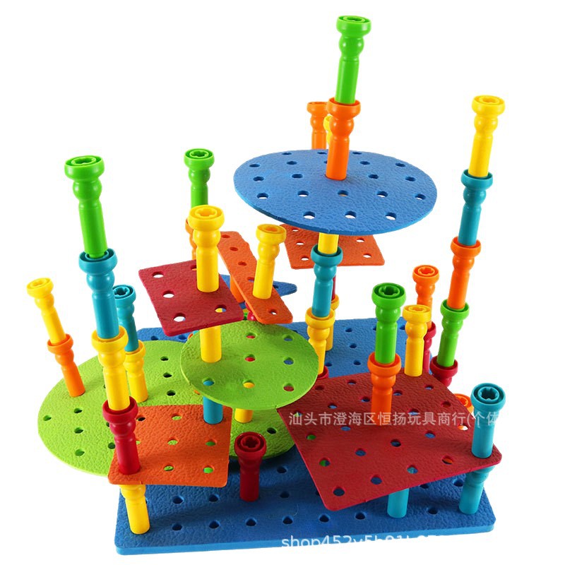 Cross-Border Popular Children's Large J Small D Mushroom Nail Toy Nail Removal Board Fine Motor Building Block Early Education Toy