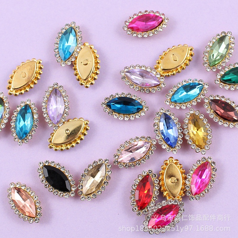 Horse Eye Sunflower Hand-Sewn Diamond Jewelry Accessories Headscarf DIY Hole Shoes Belt Hairpin Accessories Crystal Glass Diamond