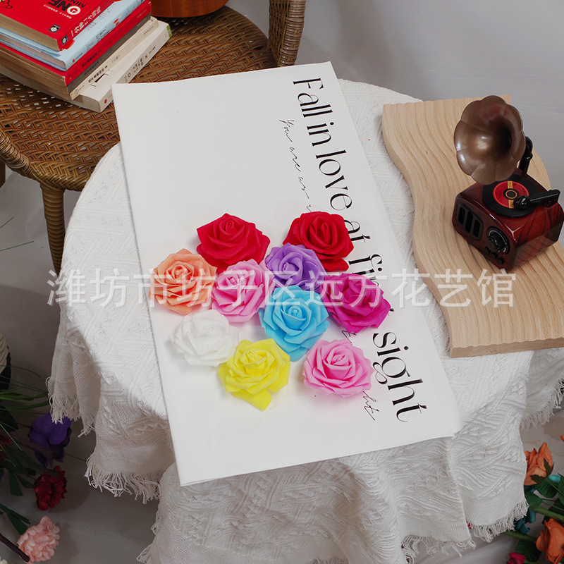 Four-Layer Slr Rose Head DIY Artificial Flower Pe Foam Wedding Corsage Hair Accessory Decorative Flower Curling Corner Artificial Bubble