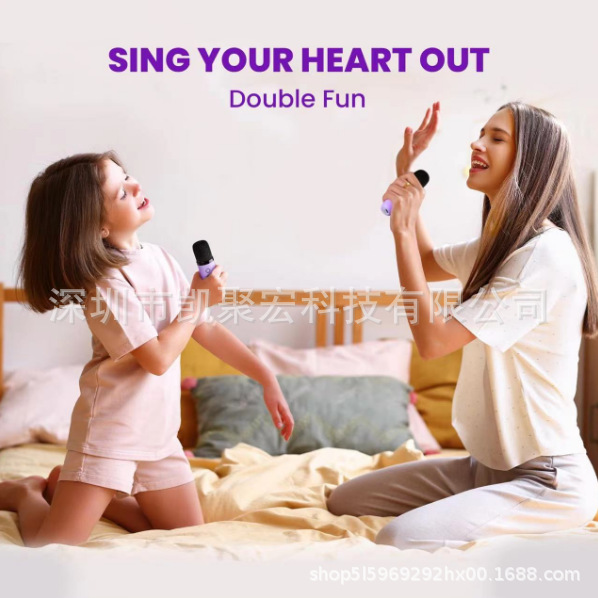 Foreign Patent Authorized K12 Amazon Bluetooth Karaoke Speaker Small Audio Microphone Singing Subwoofer