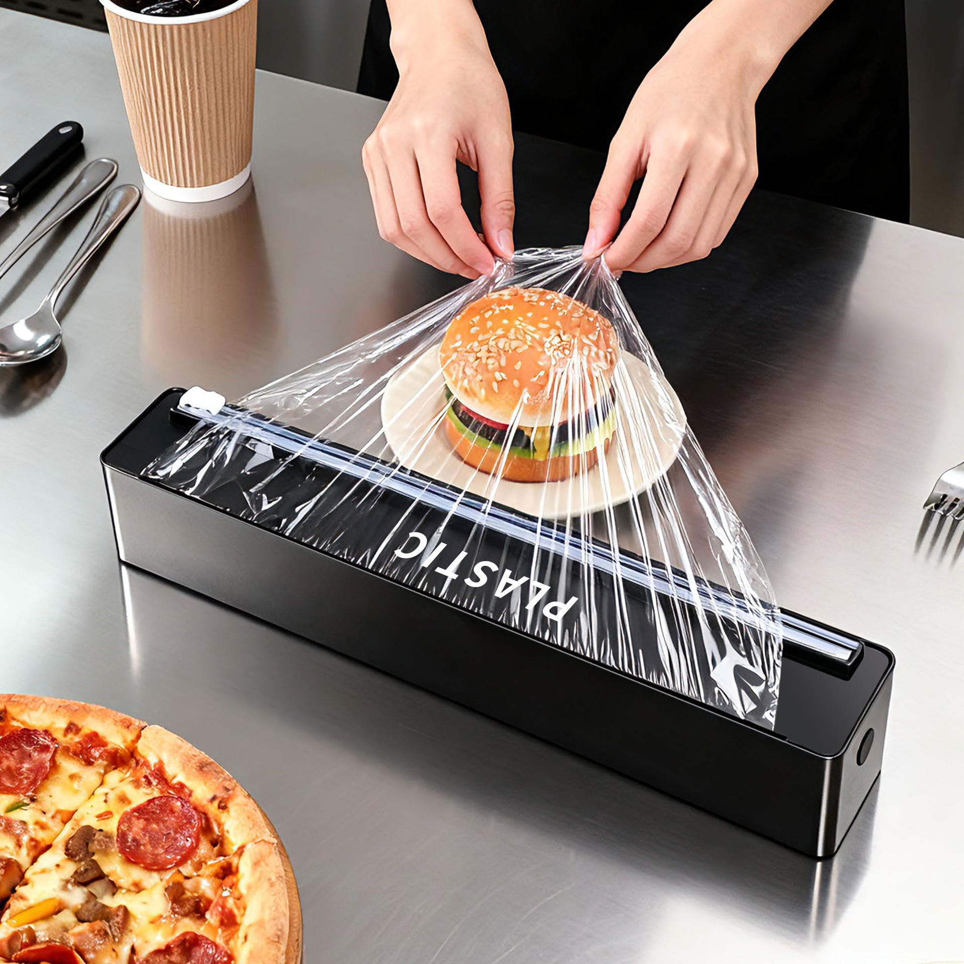 501 Plastic Wrap Cutter Baking Tin Foil Two-Way Sliding Knife Cutting Box Household Magnetic Wall-Mounted Storage Box