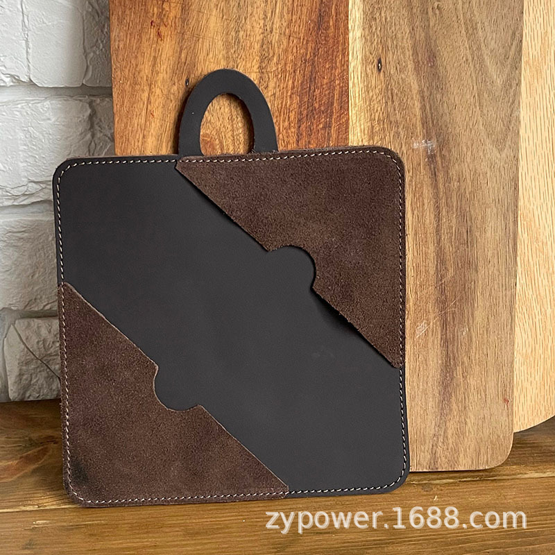 Креативная квадратная кожаная термостойкая подставка для кастрюль с двойными карманами или чехлом для ручки, лучший подарок на новоселье