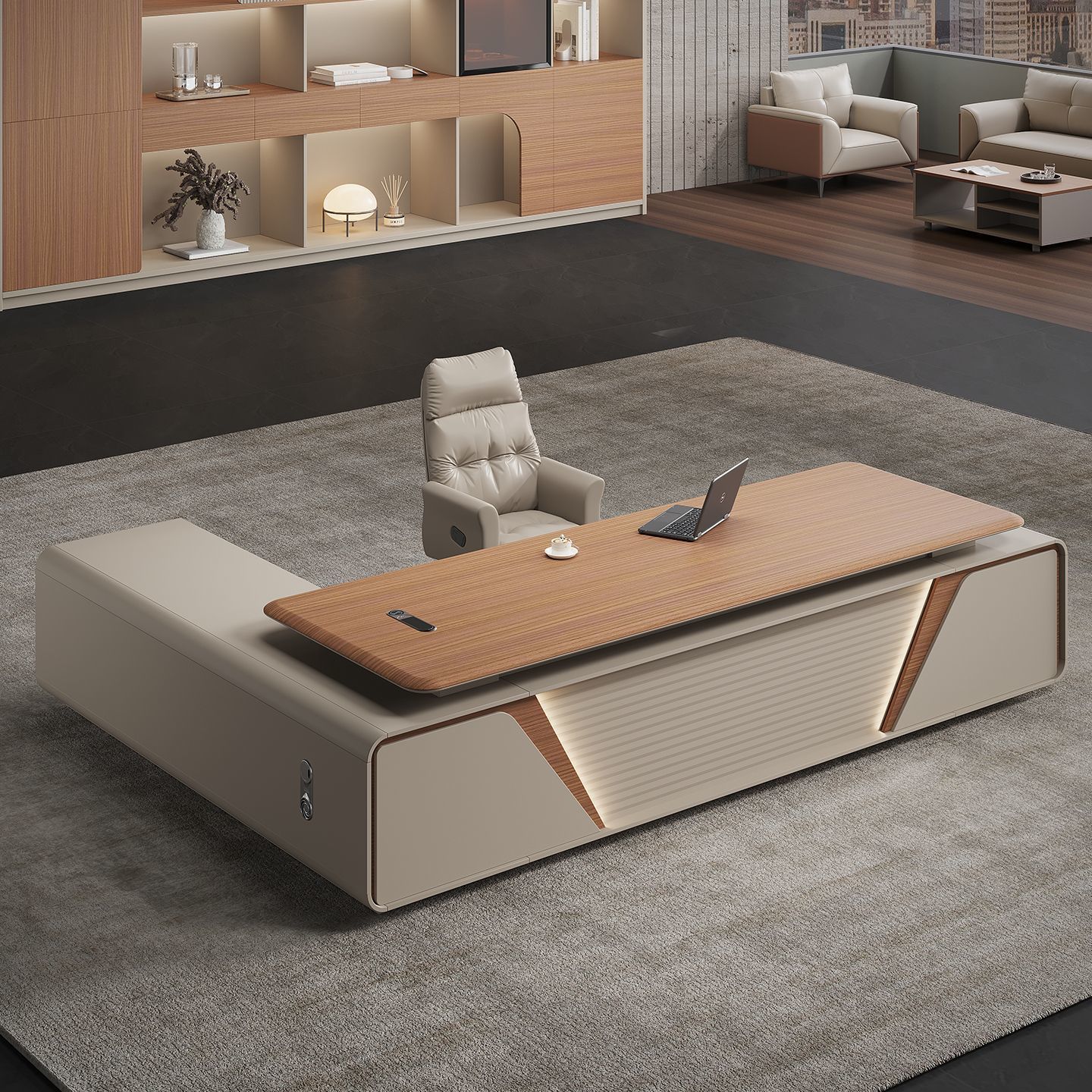 Light Luxury Boss Desk, High-End Manager Desk and Chair Combination, Simple and Modern Blister Process, President's Desk