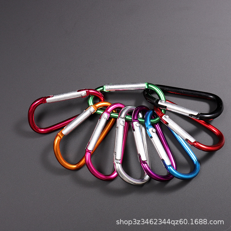 Aluminum Alloy No. 6 D-Type Carabiner Manufacturer Spot Direct Sales Metal Quick-Release Buckle Key Chain Water Bottle Buckle Backpack Buckle