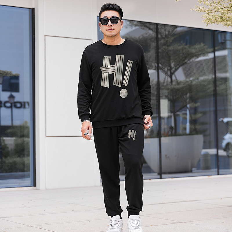 DW1003-DK2003 extra large size 400kg sports cotton tall lengthened suit fat man sweater pants men