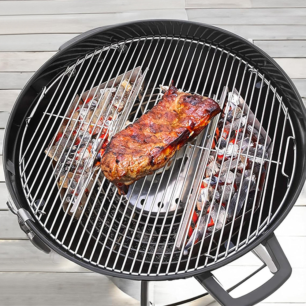 Outdoor BBQ Barbecue Charcoal Basket Galvanized Sheet Sawdust Smoked Basket Fruit Charcoal Grilled Basket Barbecue Smoked Box Heating Stove