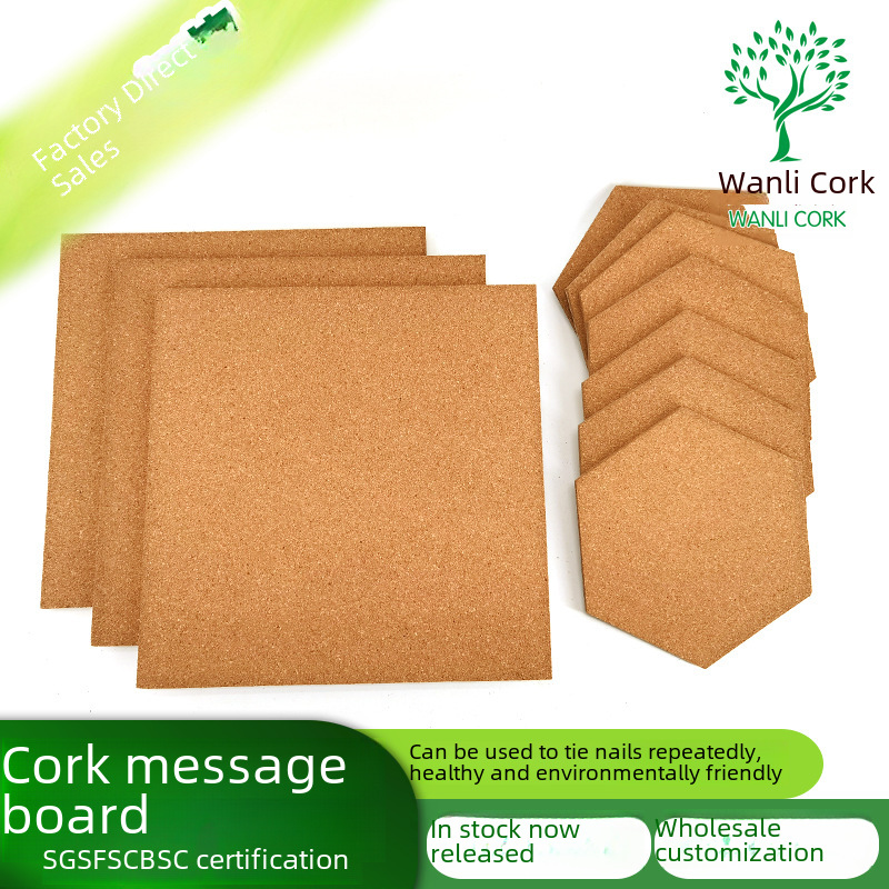Cork message board with adhesive square hexagonal tacks photo wall