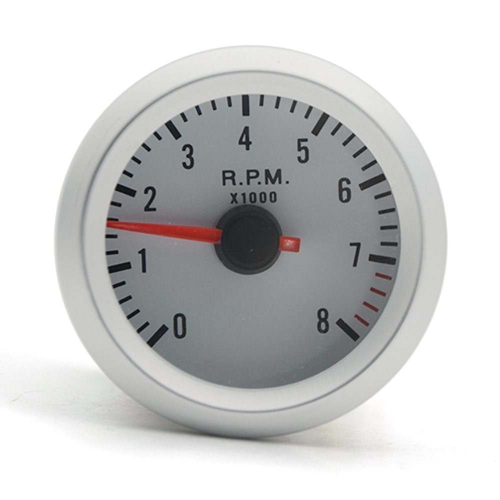 2-inch 52MM white surface blue LED tachometer modified car instrument car instrument suitable for 1-8 cylinder