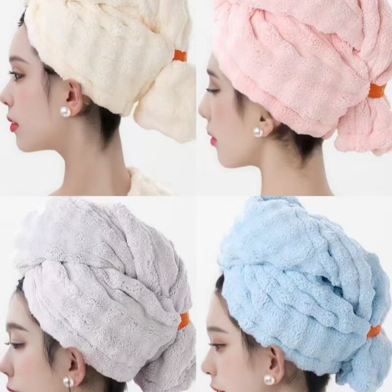 Bubble Velvet Shower Cap New Coral Velvet Thickened Double-Layer Hair Towel Dry Hair Shower Cap Super Absorbent and Quick-Drying