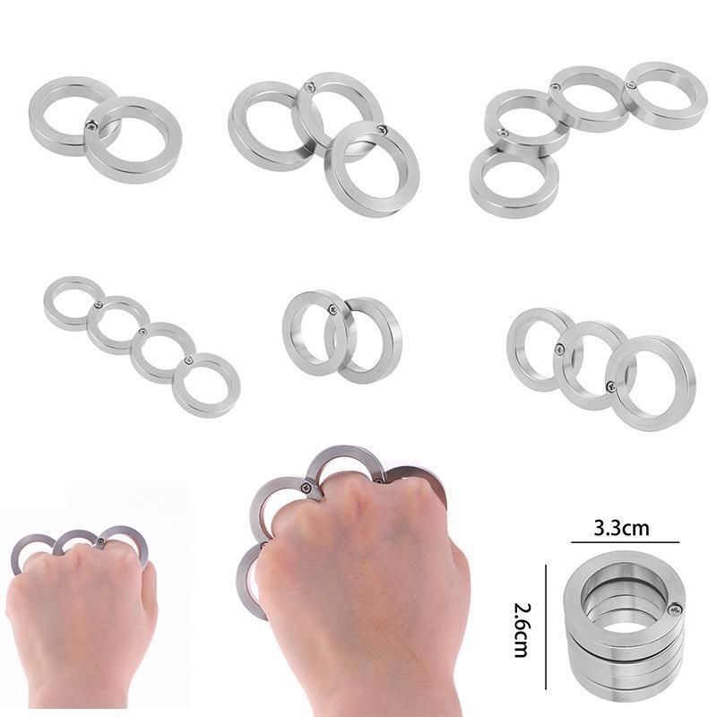 Outdoor foldable ring portable retractable stainless steel finger tiger self-defense tool ring titanium steel four finger buckle