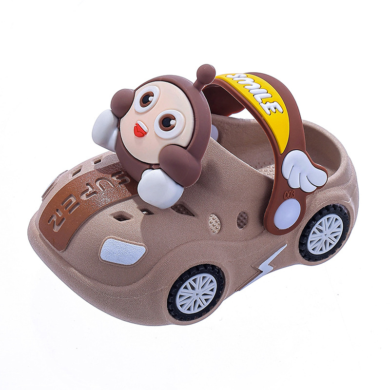 Children's Slippers Summer Baby Girl Car Shiny Light Indoor Soft-Soled Non-Slip Slippers Boy's Egg Hole Shoes