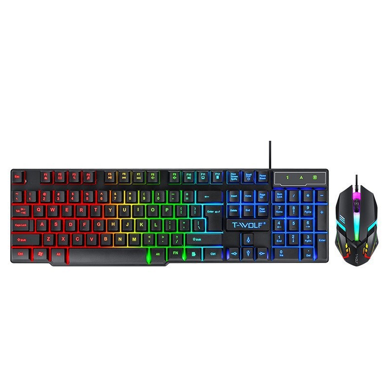 Twolf Thunder Wolf Tf200 Keyboard and Mouse Set Computer Keyboard and Mouse Luminous Game E-Sports Rgb Colorful Backlight