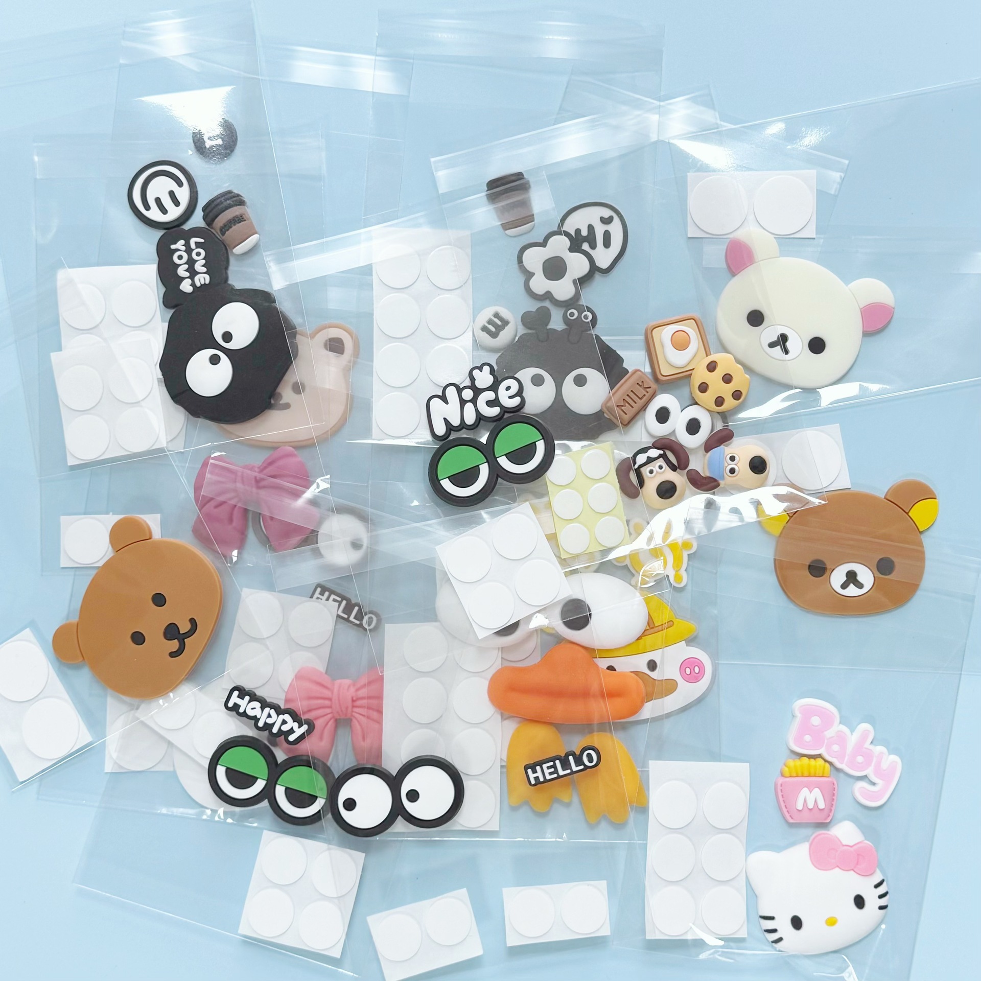 Pvc Soft Glue Patch Accessories Cute Cartoon Traceless Glue Set Home DIY Refrigerator Magnet Mobile Phone Tablet Case Jewelry