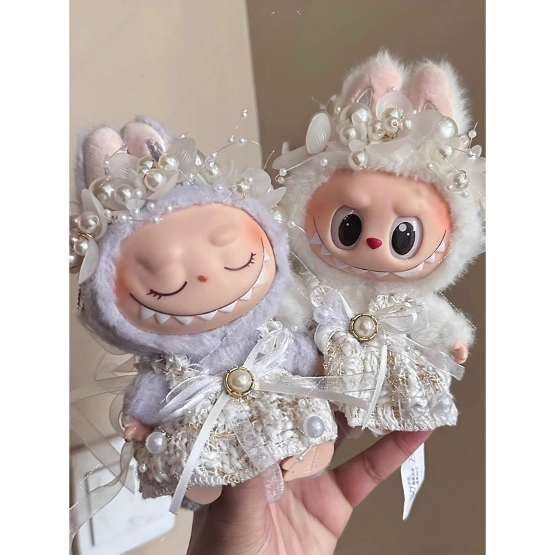 Labubu Baby Clothes Labubu Doll Doll Clothes Standing and Sitting Clothing Set Dress Headband Headdress