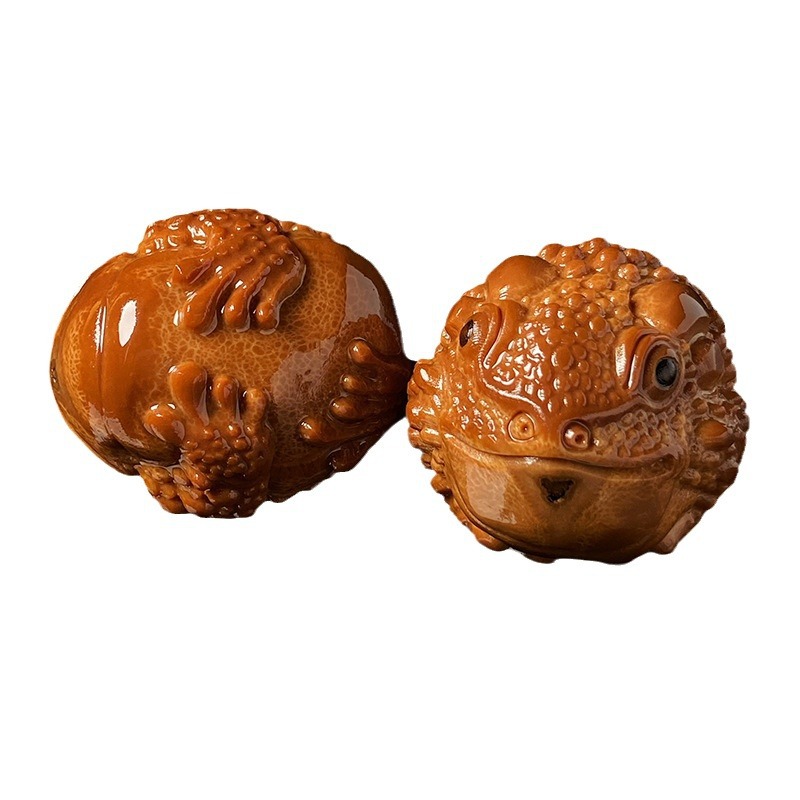 Brazil Big Olive Kernel Big Seed Golden Toad Pair of Olive Kernel Carving Handlehold Plate for Playing Wen and Handball for Men