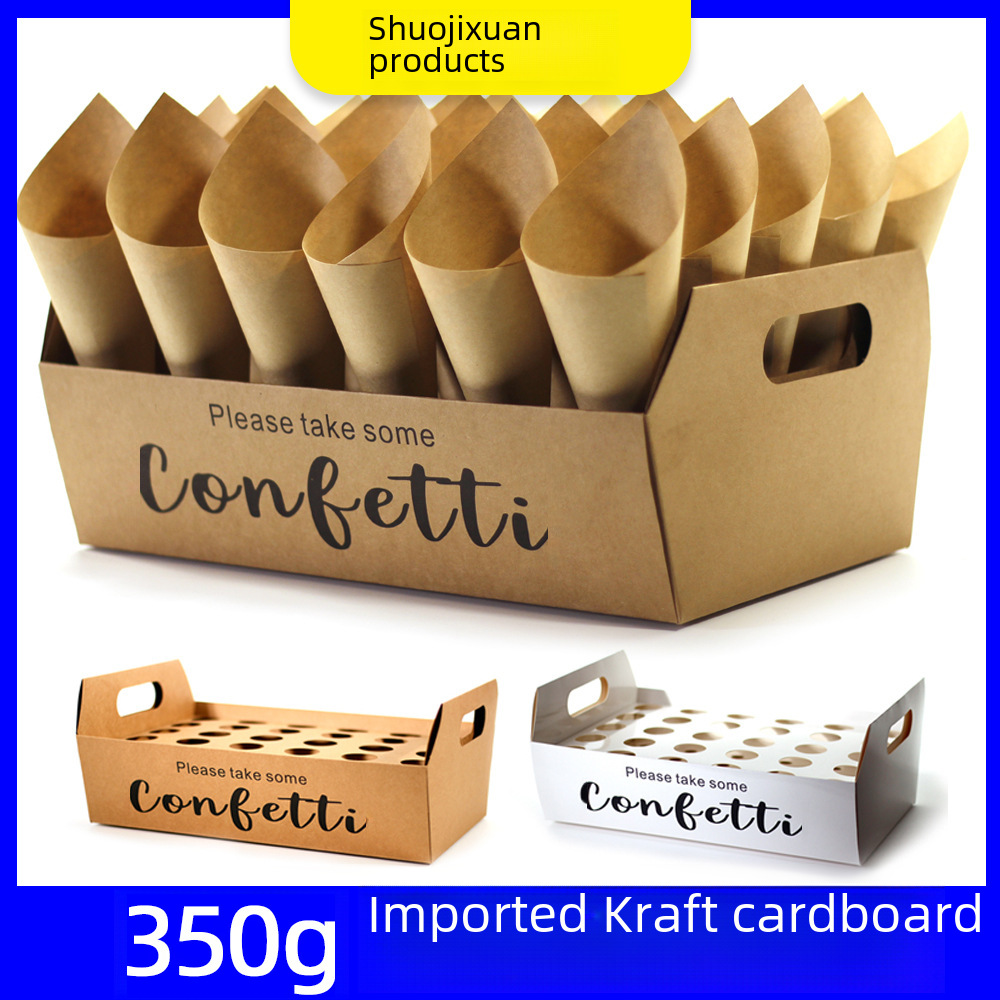 Wedding Paper Cone Box confetti Paper Cone holder natural confetti cones holder