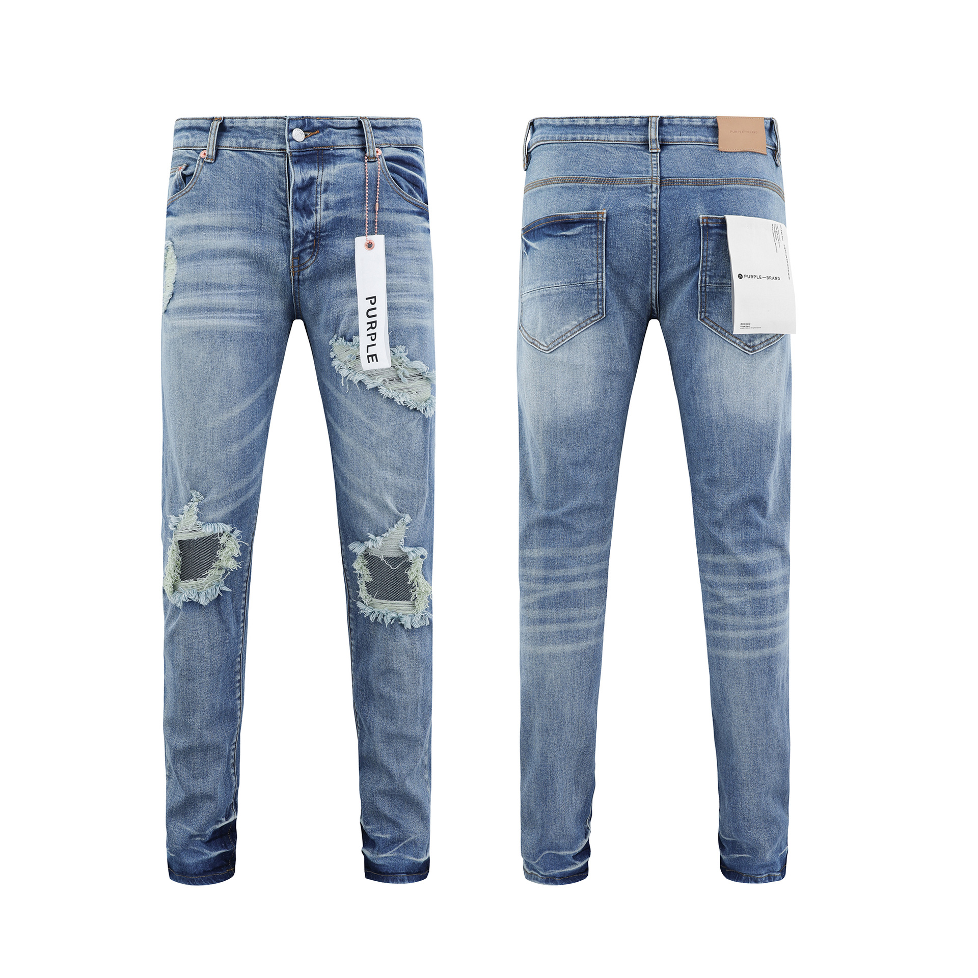 PURPLE BRAND JEANS MEI Chao High Street Men's Casual Hole Design Slim Fit Slim Denim Trousers