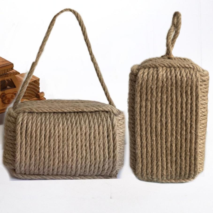 Cotton and Linen Rope Door Stopper, Cotton Rope and Linen Rope Rectangular Cuboid Door Stopper, Windproof Door Blocker, Door Stopper, Home Decoration Handmade