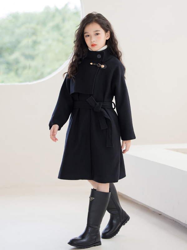 Girls' Woolen Outwears 2025 Autumn and Winter Family Outfits Mother-Daughter Korean Cardigans Mid-Length Big Children's Woolen Outwears