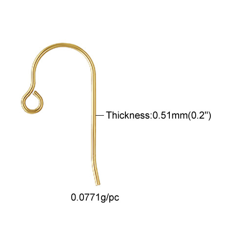 100% Real Gold 14K Ear Hooks, Cute and Smart Earrings, K Gold Earrings, 18K Gold Metal Earrings, Ear Hooks, Semi-Finished Products