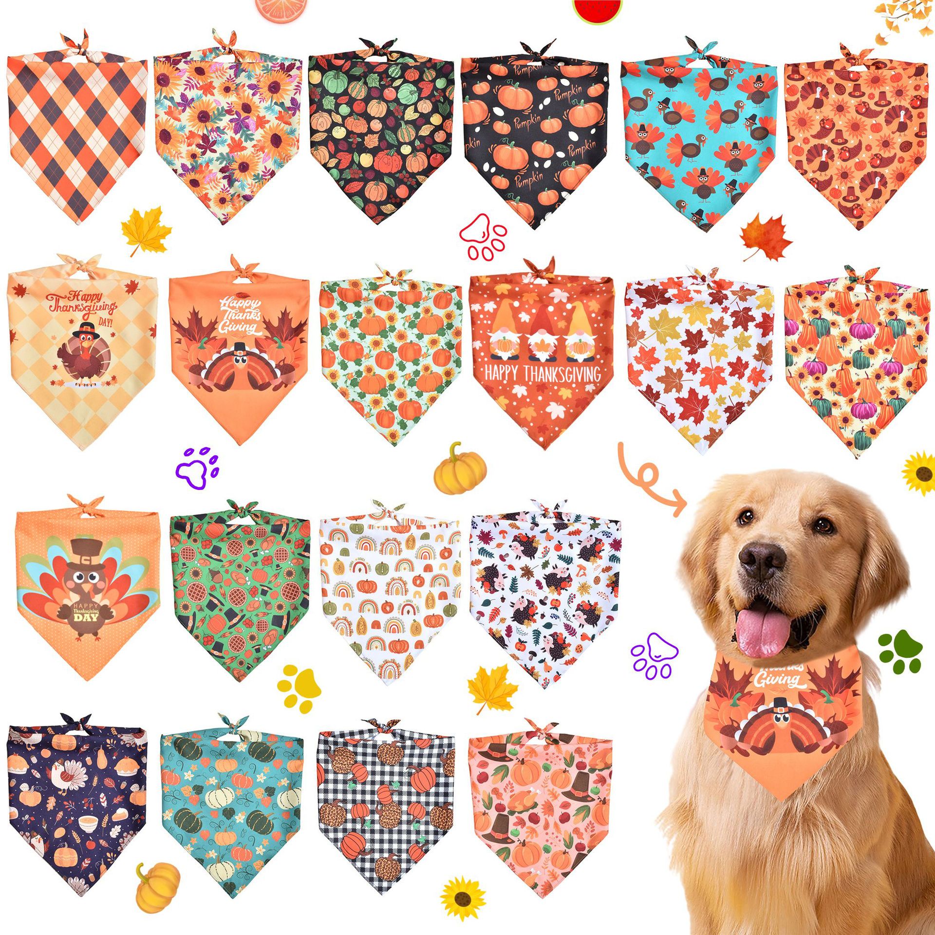 кросс-бордерный благодарственный треугольный шарф для питомцев, оптовая продажа для кошек и собак
