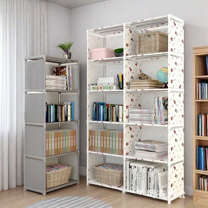 Simple Bookshelf Multi-Layer Floor-Standing Bookcase Assembly Convenient Layered Storage Rack Storage Cabinet