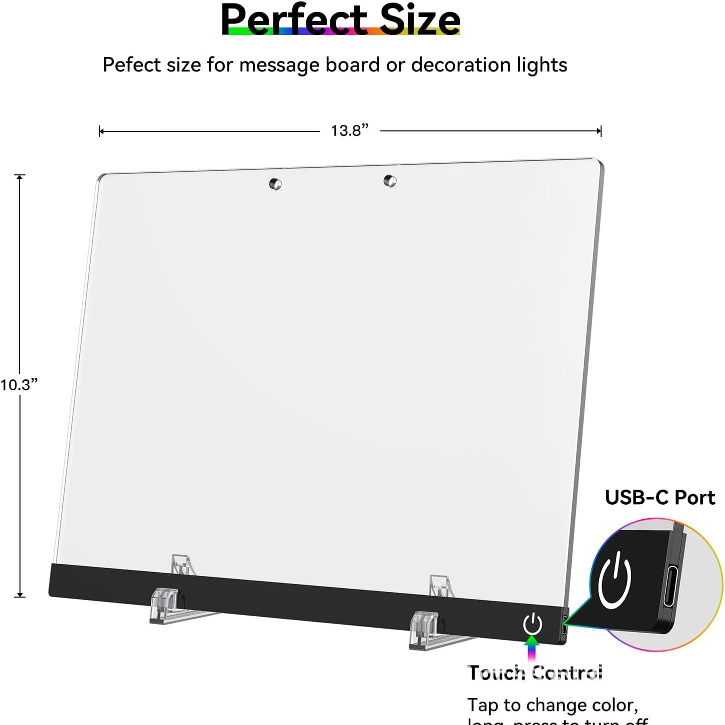Cross-Border Rgb Transparent Acrylic Fluorescent Board Led Light Board Luminous Writing Message Board Billboard Erasable Drawing Board