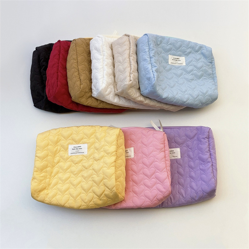 MAY RABBIT cross-border quilted love storage bag large capacity cosmetic bag clutch bag women's portable wash bag