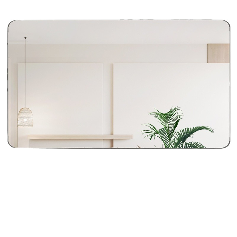 Bathroom Mirror Wall-Mounted Mirror Without Punching Wall-Mounted Framed Bathroom Toilet Washbasin High-Definition Makeup Mirror Glass