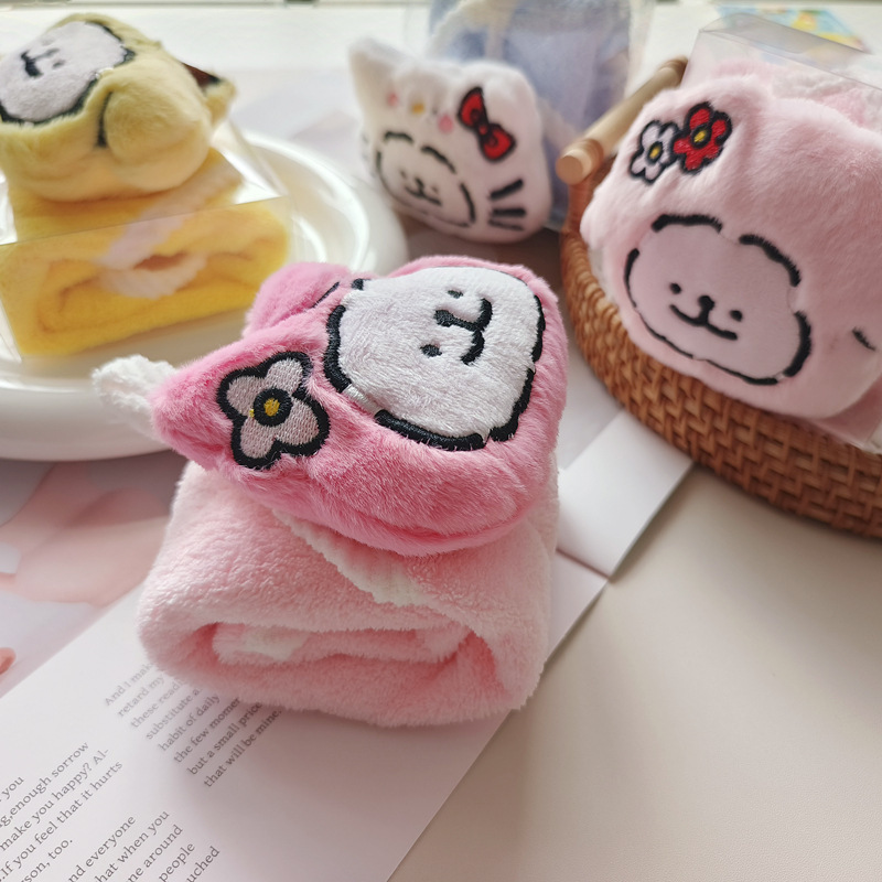 Line Puppy Thickeneded Towel Hand Towel Coral Velvet Towel Kidsren's Kindergarten Towel Birthday Party Gift