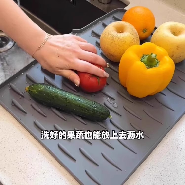 Silicone Drain Pad Sink Diversion Kitchen Fruit and Vegetable Dish Drain Drying Pad Household Countertop Pot Pad Insulation Pad