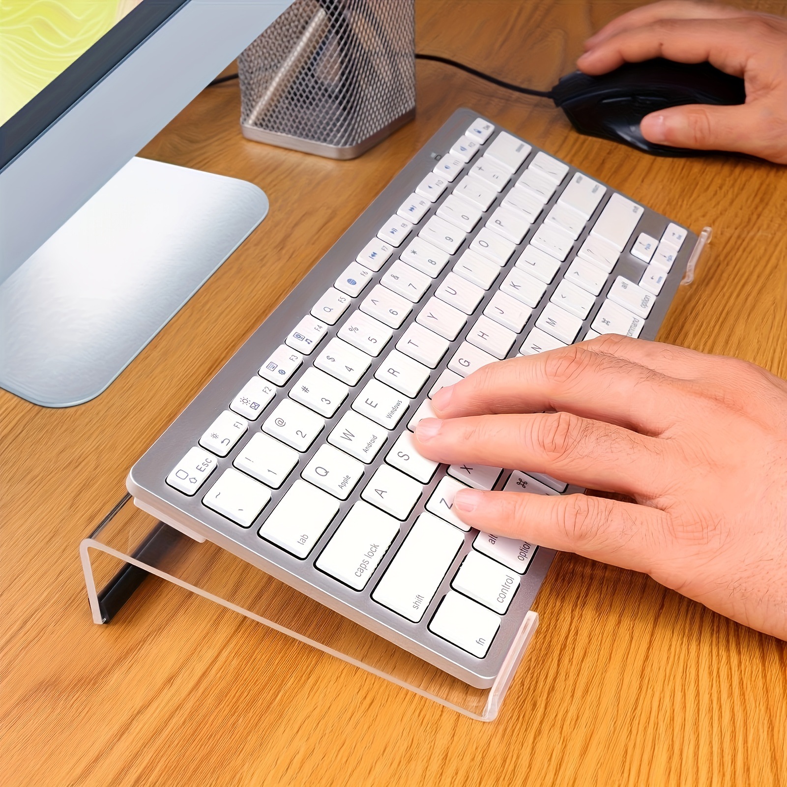 Cross-border acrylic keyboard rack factory direct electronic product display rack curved bracket acrylic keyboard holder