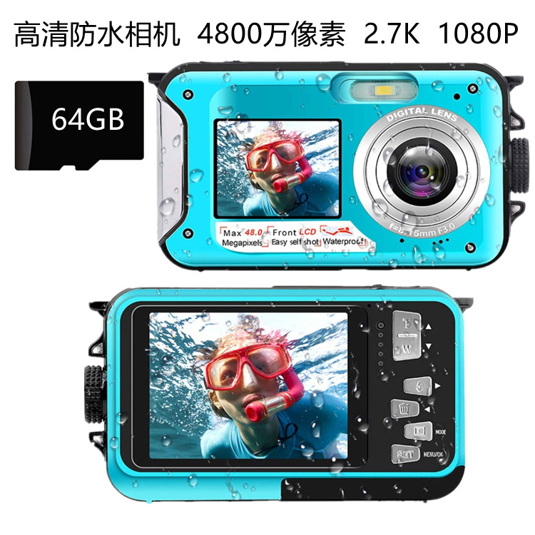 Cross Border Waterproof Digital Camera Full HD 2.7K 48MP16X Digital Zoom Flashlight Camera HD368
