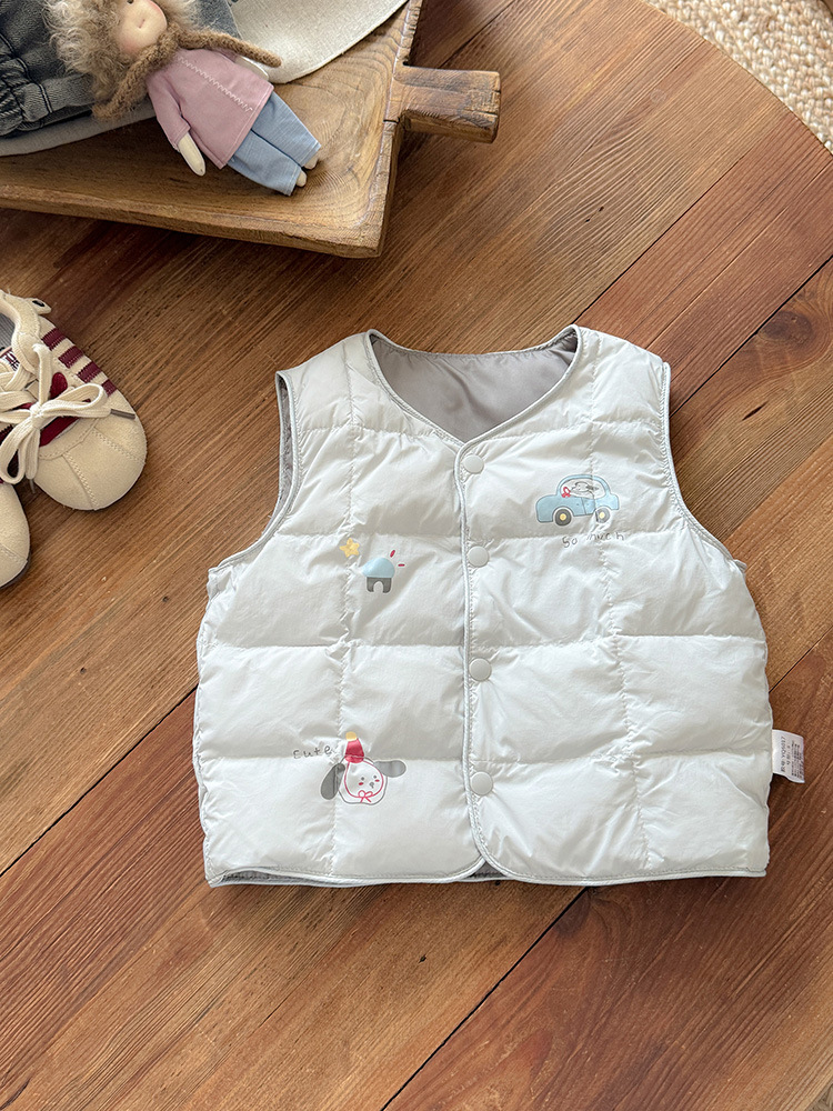 Baby down Vest Autumn and Winter New Style for Girls, Lightweight 90% White Duck down Vest, Sleeveless Outerwear for Girls, Class a