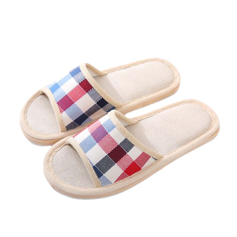 Four Seasons Hotel Travel Linen Slippers Indoor Non-slip Soft Bottom EVA Couple Home Light Wood Floor Batch for Men and Women
