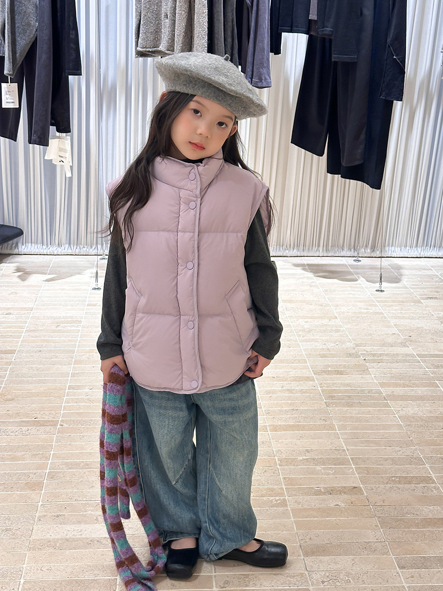 New National Standard White Duck down with Traceability~ Children's Winter Casual Versatile Warm down Vest Loose Stand-Up Collar Waistcoat