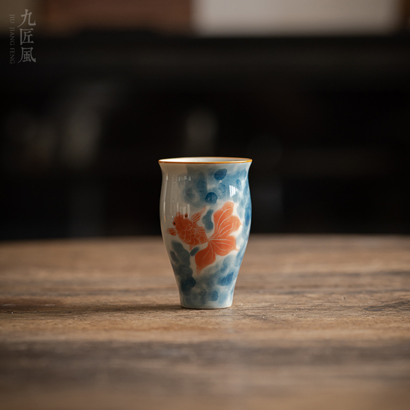 Стиль девяти плотников ручная роспись антикварная чернильная чайная чашка домашняя керамическая ароматическая чашка мастерская одиночная чашка набор для кунг-фу чая чашка для дегустации