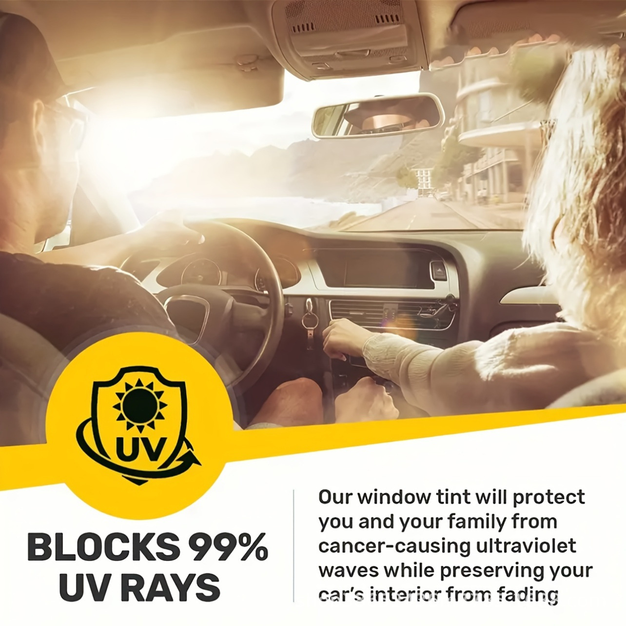 Black car window sunshade strip UV resistant durable waterproof car front windshield film shading sticker