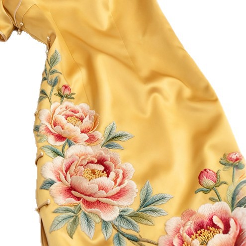 Professional Flat Embroidery Processing and Customization of Classy Cheongsam Women's New Chinese Style Embroidery Patterns Classy Cheongsam Embroidery Processing
