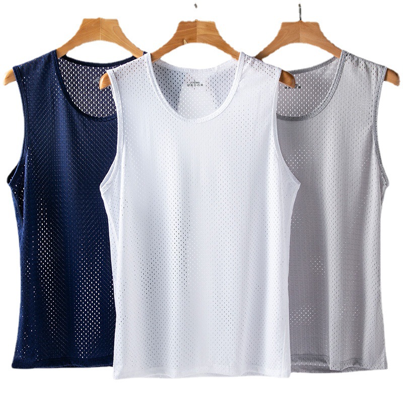 Men's Ice Silk Mesh Vest Summer Thin Slim Fitness Sports Men's Sleeveless Vest Men's Bottoming Wholesale