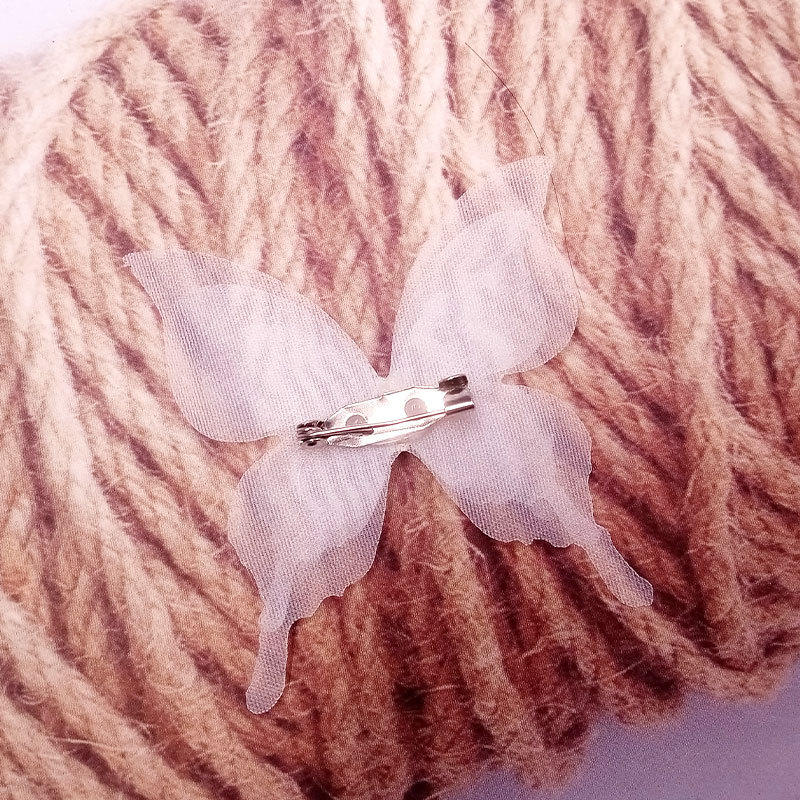 [Factory goods] new three-layer diamond three-dimensional tulle butterfly brooch colorful simulation fabric diy pin accessories