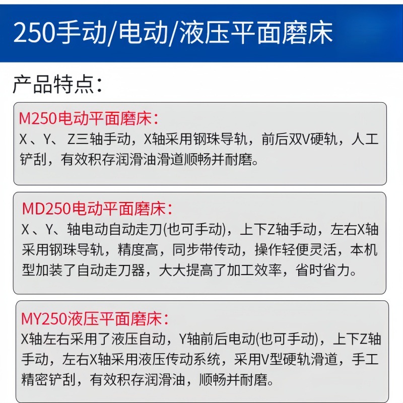 Manufacturer Supplies My250 Surface Grinder with High Precision Horizontal Shaft and Semi-Automatic My250 Hydraulic Grinder