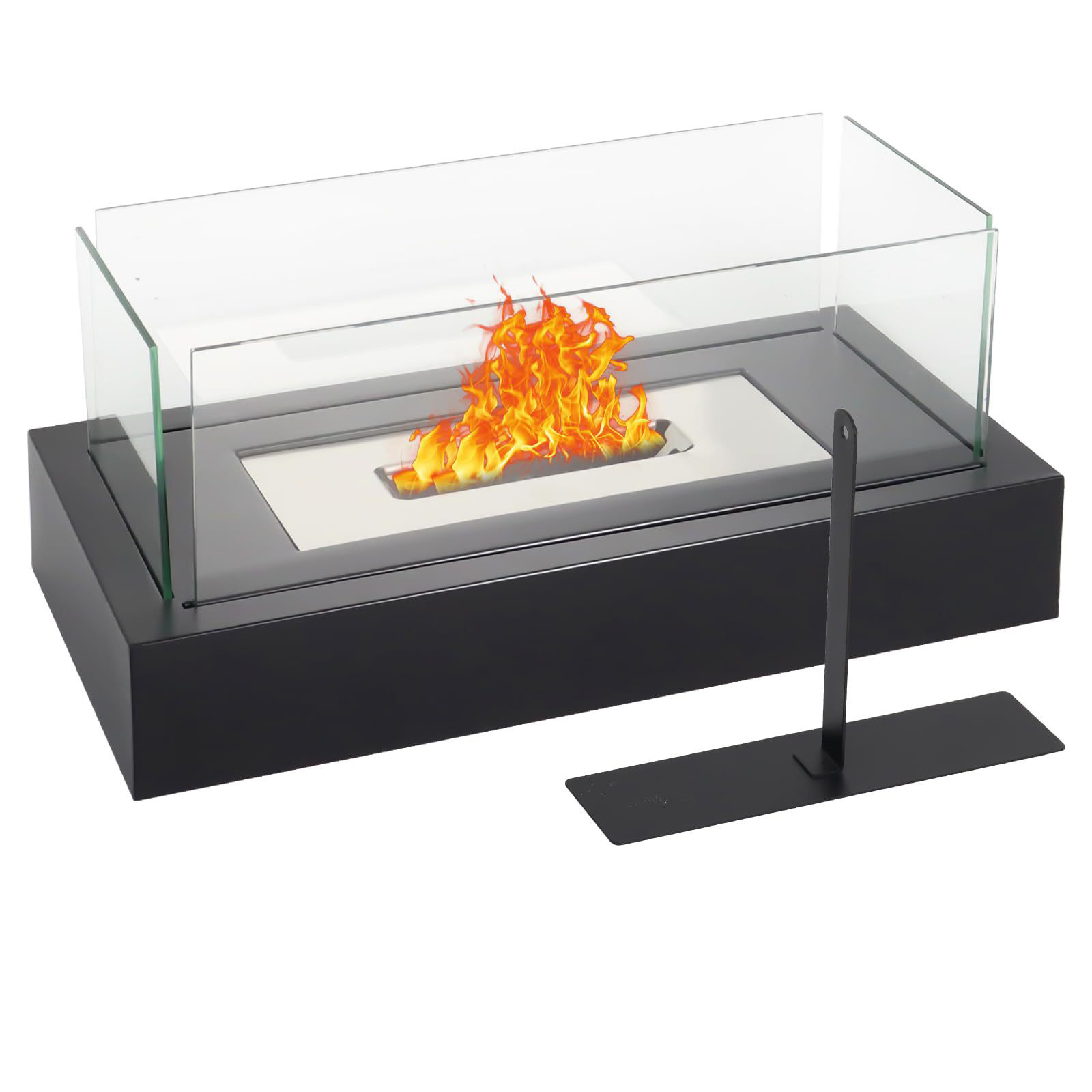 Cross-Border Rectangular Tabletop Alcohol Fireplace Portable Outdoor Real Fire Heating Four-Piece Glass Rectangular Fireplace